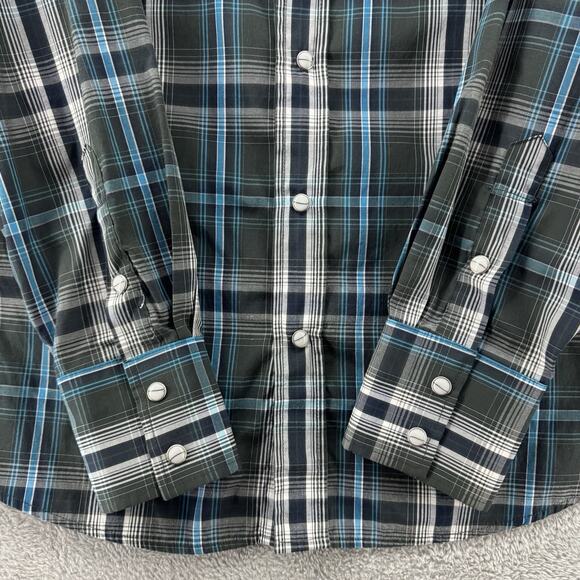 Cody Hames Shirt Men L Blue Plaid Pearl Snap LS Button Front Collared Pocket - Picture 6 of 13
